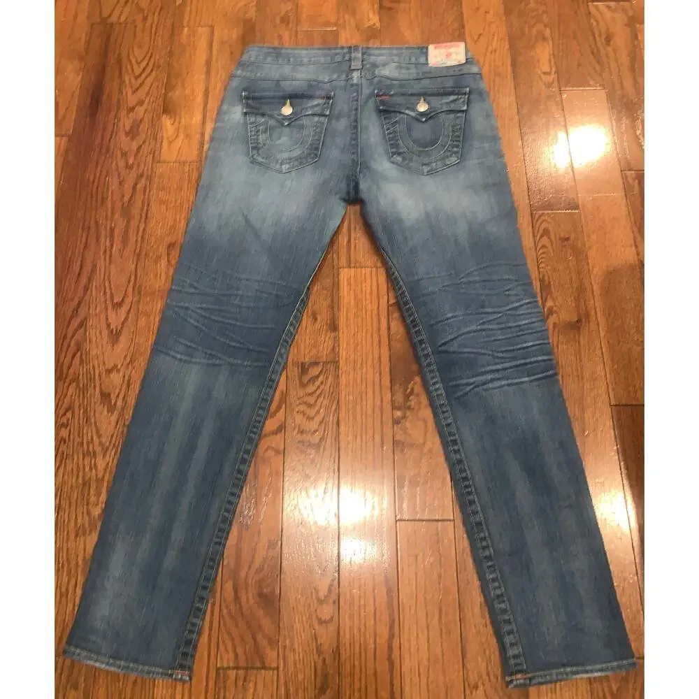 True Religion USA Jeans 32 Straight Y2K‎ Distressed Denim
